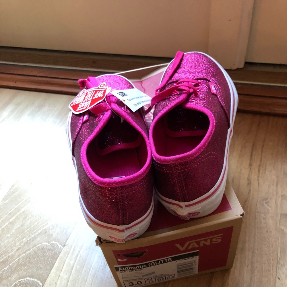 Vans Authentic glitter rosy girls size 3 shoes - Picture 4 of 6